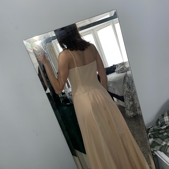 Peach formal dress with beaded straps - Picture 3 of 6